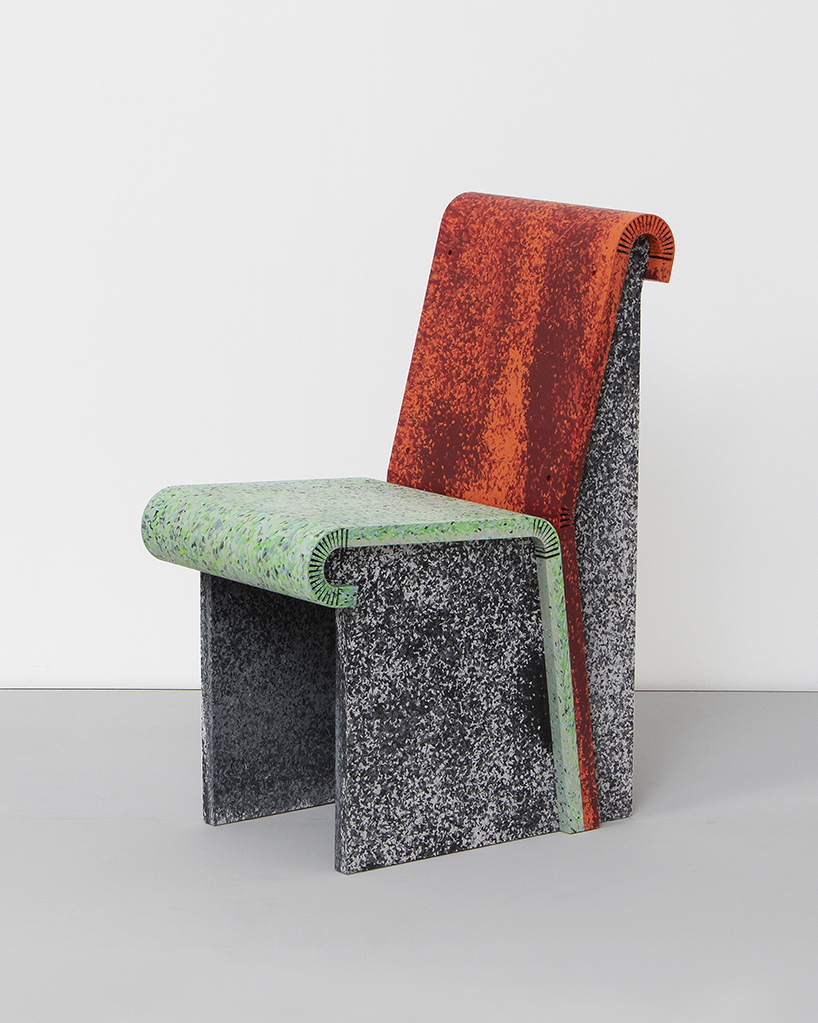 KUO DUO applies kerf bending to mold recycled plastic boards into vibrant furniture