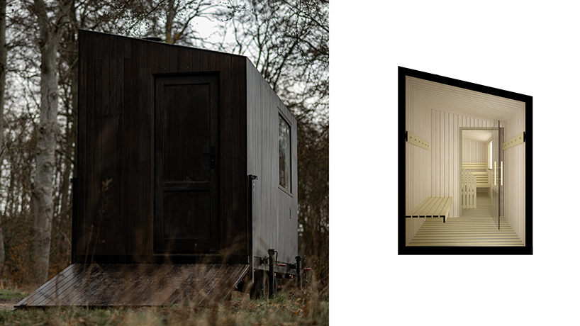 native narrative designs mobile sauna finished with scandinavian wood in denmark