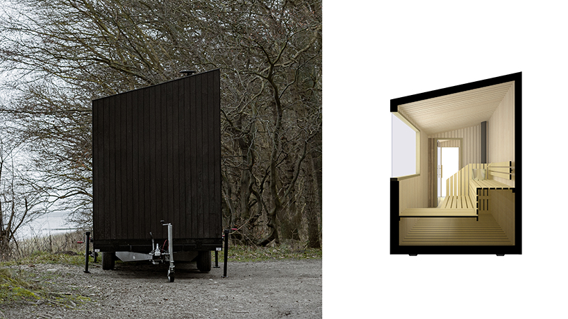 native narrative designs mobile sauna finished with scandinavian wood in denmark