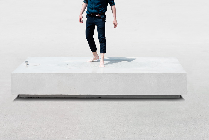 jean couvreur sculpts white concrete bench as an urban oasis