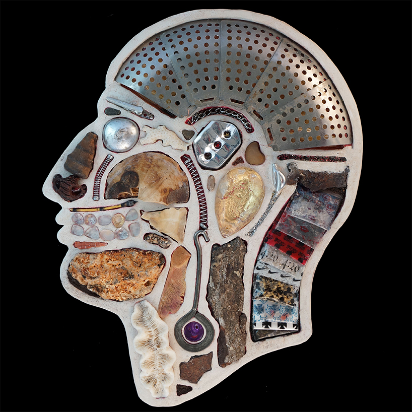 EMnXW's surrealist head sculptures are made of miscellaneous objects
