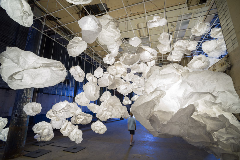 bridge's paper cloud installation empowers architects and designers from san antonio