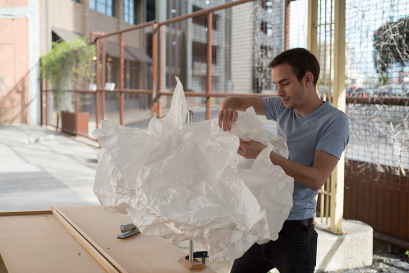 bridge's paper cloud installation empowers architects and designers from san antonio