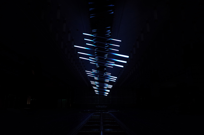 kinetic lighting installation designed by WHYIXD hovers through space and time