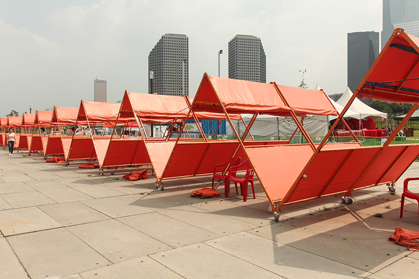 motoelastico designs foldable tents for night market in seoul