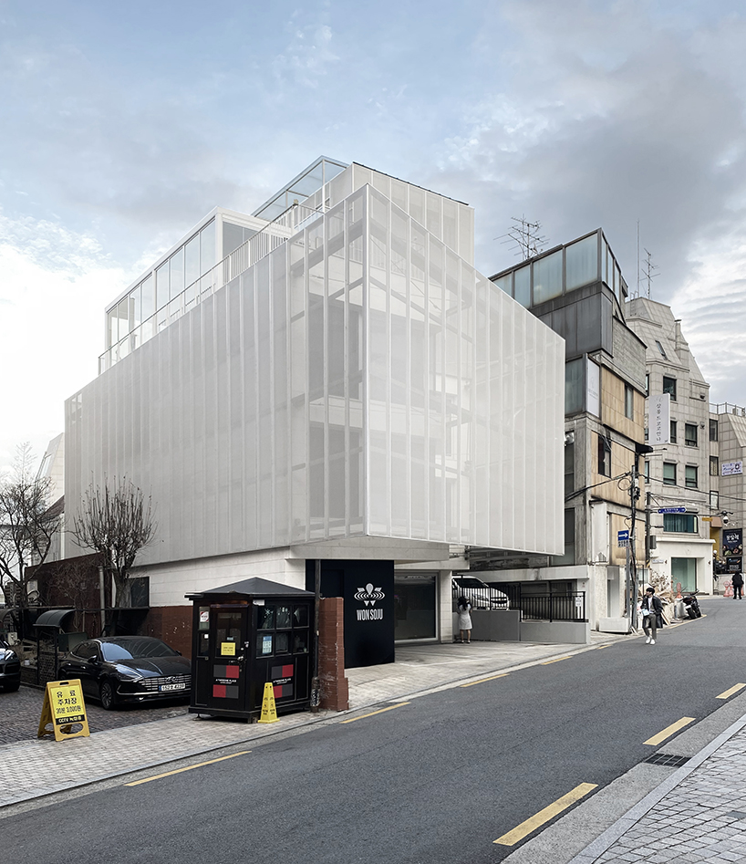 mesh membrane facades enfold archiworkshop's sinsa S8 commercial building in seoul