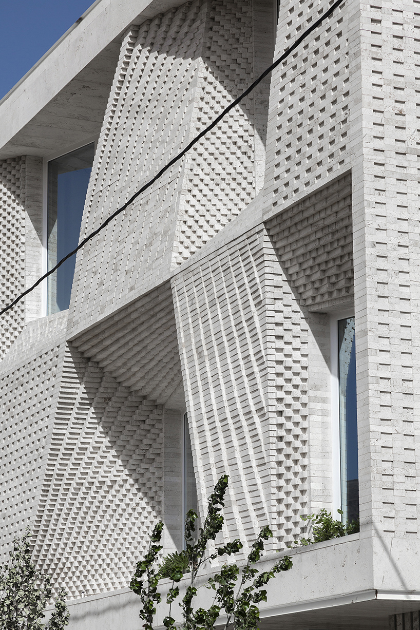 travertine building in mahallat, iran, is decorated by brick patterns ...