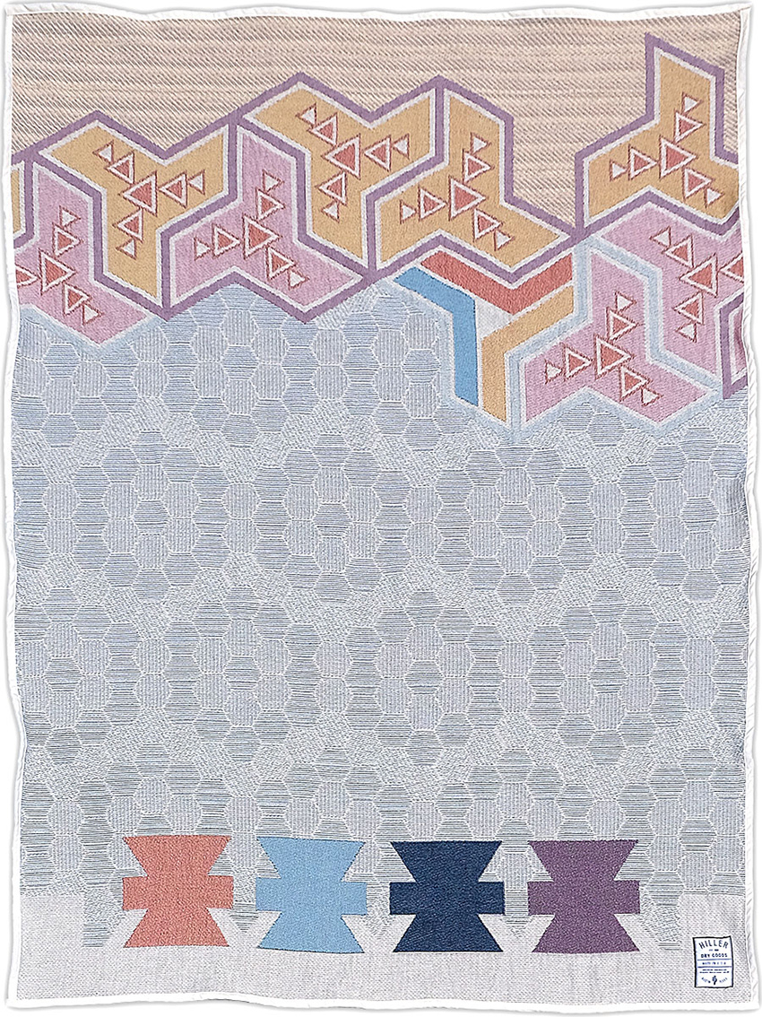 hiller dry goods converts world currencies into colorful and abstract blankets