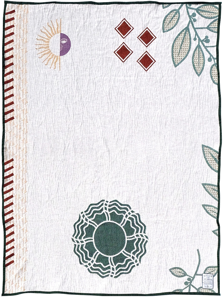 hiller dry goods converts world currencies into colorful and abstract blankets