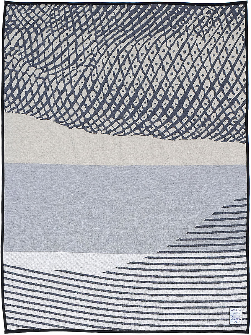 hiller dry goods converts world currencies into colorful and abstract blankets