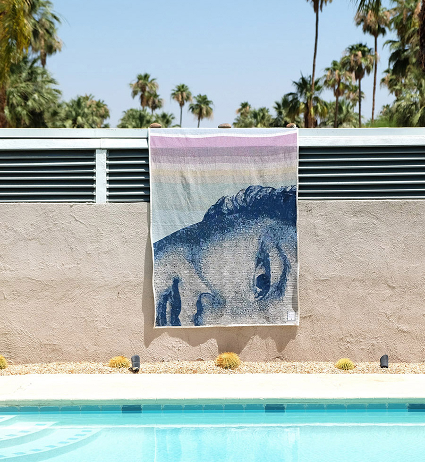 hiller dry goods converts world currencies into colorful and abstract blankets