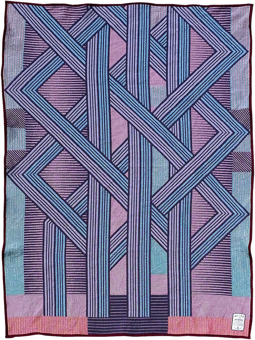 hiller dry goods converts world currencies into colorful and abstract blankets