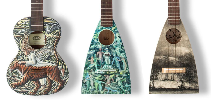 mick rooney introduces art on a ukelele for the 2017 hepatitis C trust auction