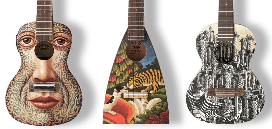 mick rooney introduces art on a ukelele for the 2017 hepatitis C trust auction