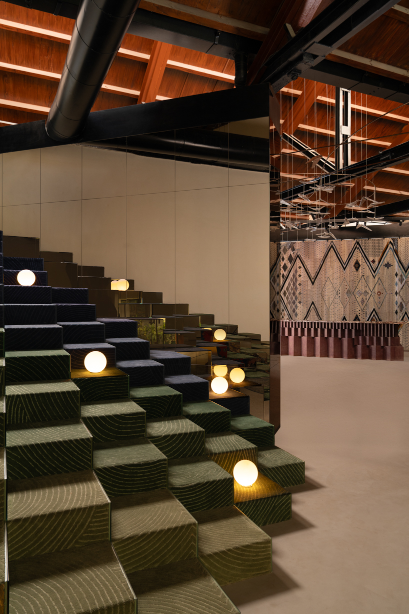 former textile warehouse transforms into fractal-inspired jaipur rugs showroom in mumbai - 3