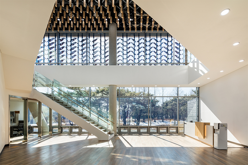 soft architecture lab's wood museum is rooted within scenic korean forest