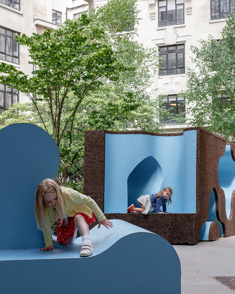 modular and sculptural cork playground by mccloy + muchemwa enlivens central london
