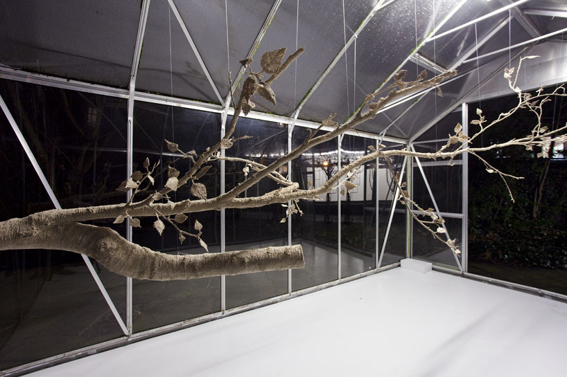'portrait of a birch' sculpture in berlin is 3D-printed by hand with wood filament, by martin binder