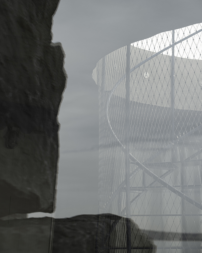 BUREAU highlights lake geneva lighthouse’s lattice geometry with blue accents