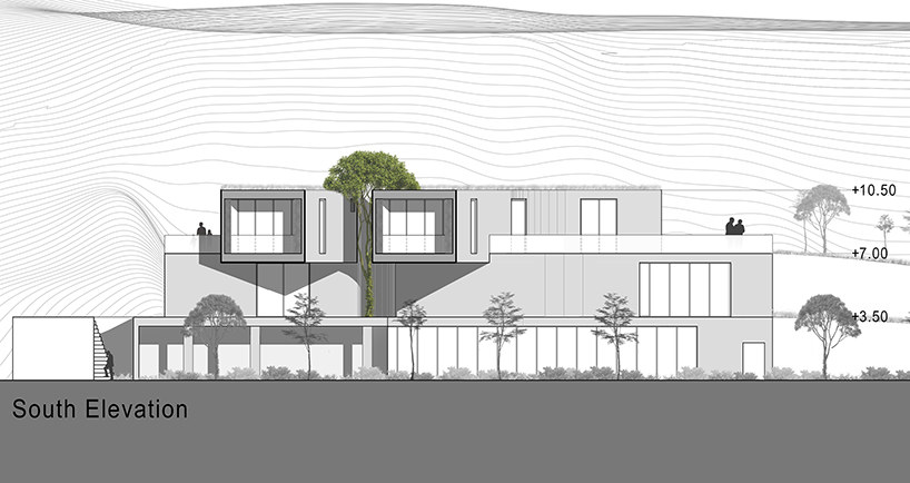 cantiliver villa in iran by azeri+lotfolahi results from the site's topography curves