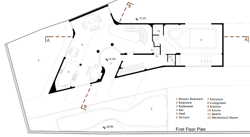 cantiliver villa in iran by azeri+lotfolahi results from the site's topography curves