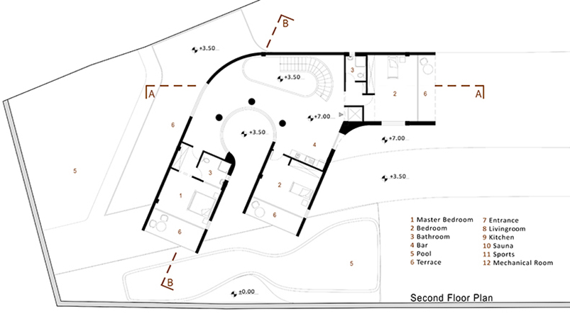 cantiliver villa in iran by azeri+lotfolahi results from the site's topography curves