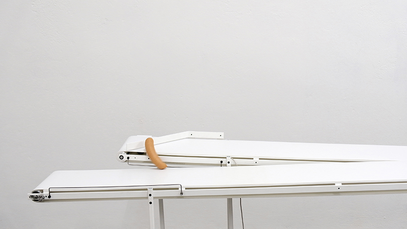 studio jephrim and jan bernstein's looping sausage takes food production in the gallery space