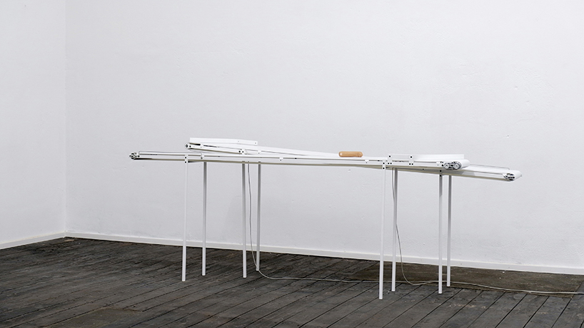 studio jephrim and jan bernstein's looping sausage takes food production in the gallery space