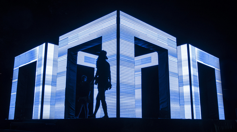 kit webster sculpts a matrix of light made out of 700,000 LED's