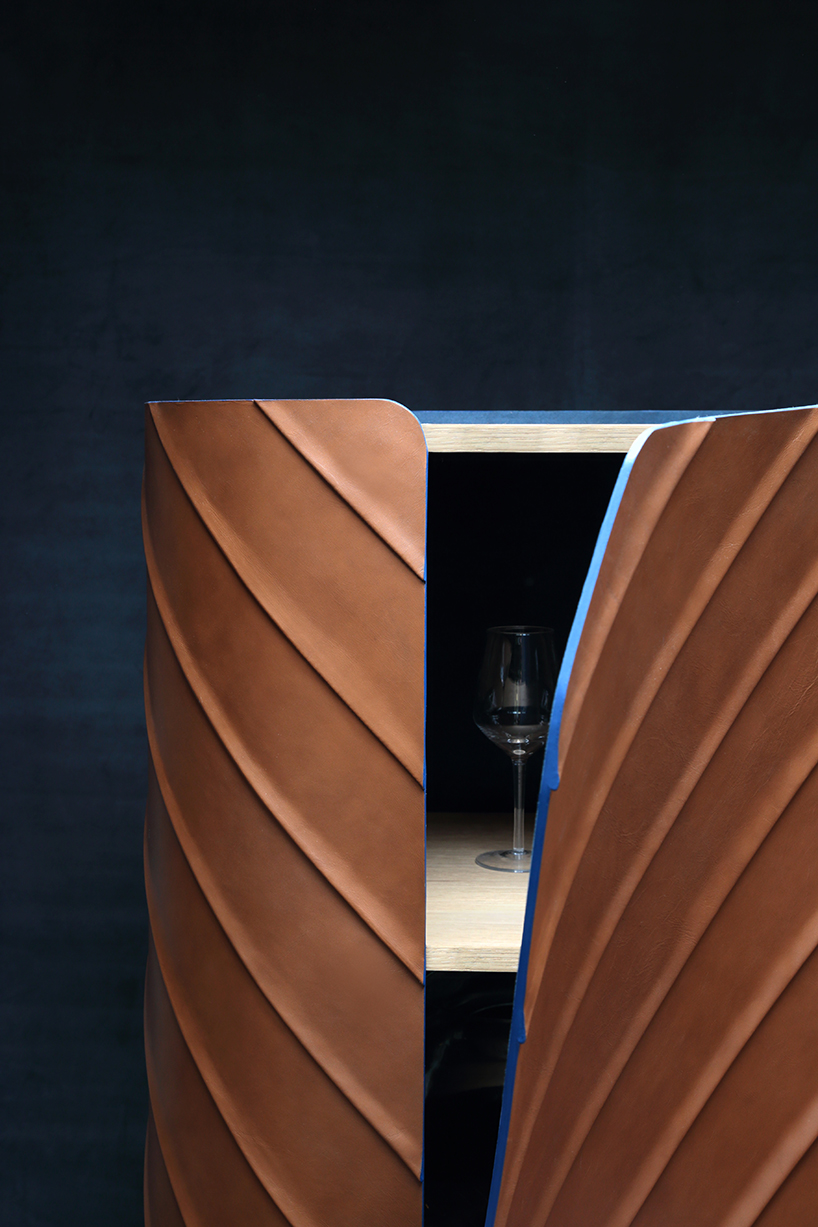 leather wallet cabinet developed by pierre charrié and leatherworker maison fey