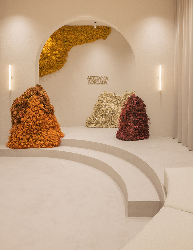 clap studio's floral installation at valencia showroom welcomes spring