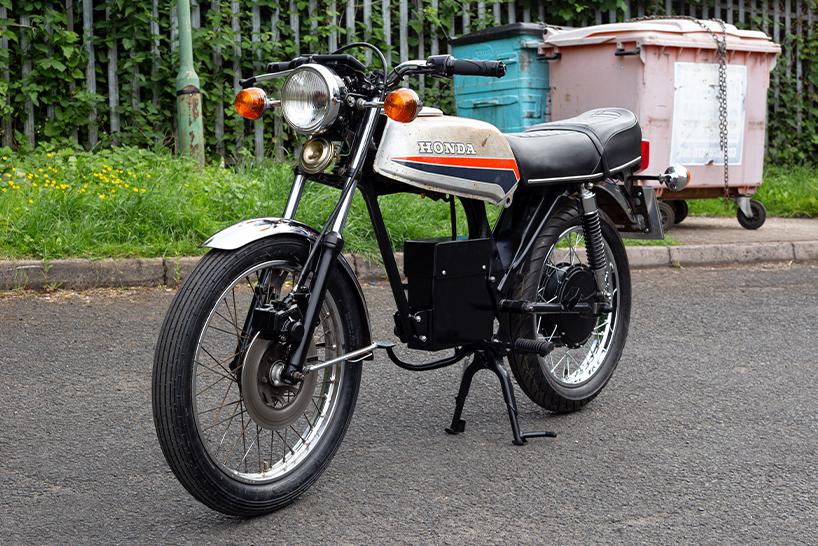 retrofitted honda motorcycle with 2000w electric hub motor 1