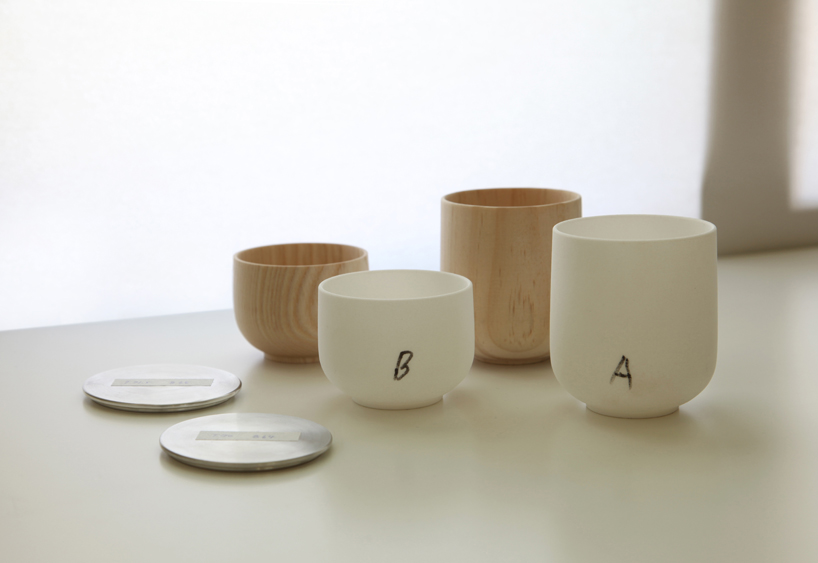 jungmo yang's tableware series uses lasers on lacquered metal to create golden details