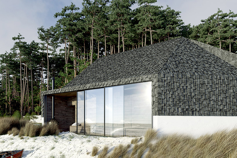 zup-a covers their cabin by the beach with raw wood planks designboom