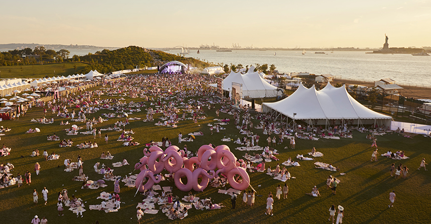 cyril lancelin uses pink flamingo inflatables in immersive installation for pinknic festival