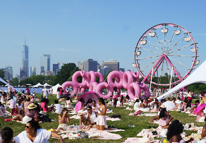 cyril lancelin uses pink flamingo inflatables in immersive installation for pinknic festival