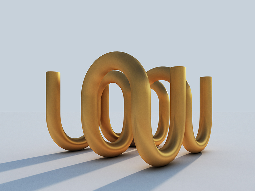 cyril lancelin fills ligne roset store with an inflatable maze of golden arches for LDF 2018