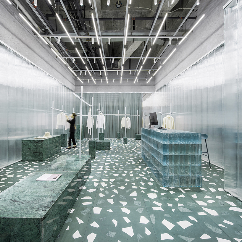 Studio 10 Fuses Green Terrazzo With Glass For Concept Store In