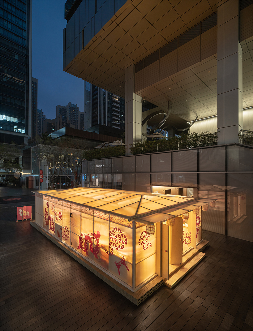 semi-transparent panels form nespresso pop-up café in shenzhen