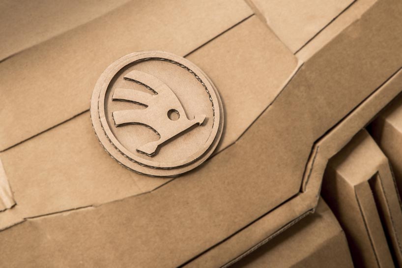 skoda's life-size cardboard car replica of the karoq is a kid's dream