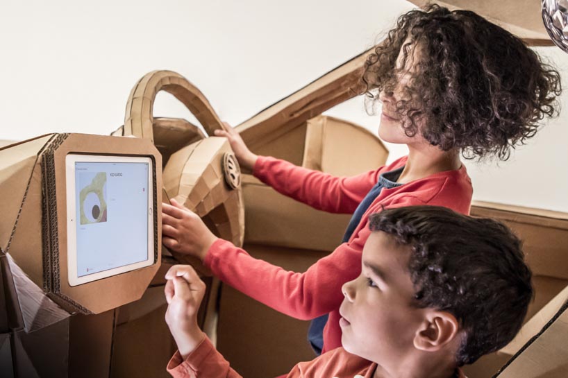 skoda's life-size cardboard car replica of the karoq is a kid's dream