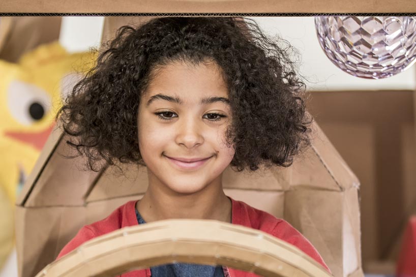 skoda's life-size cardboard car replica of the karoq is a kid's dream