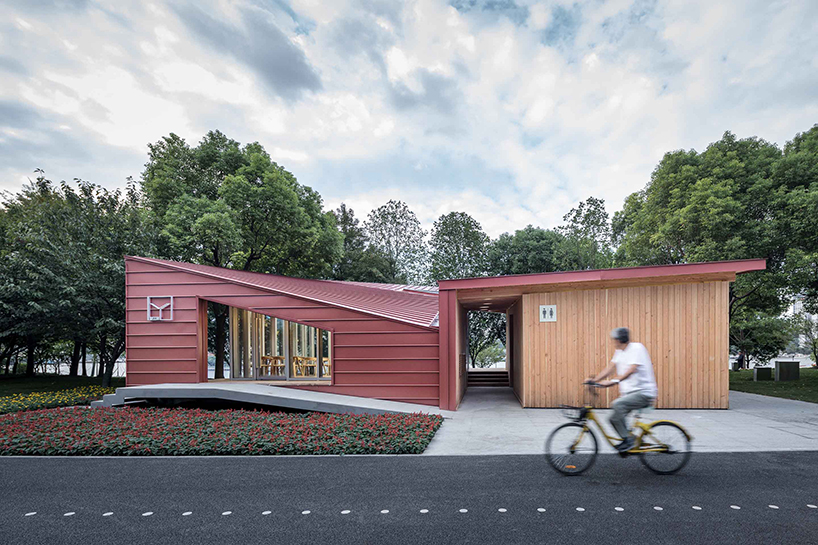 atelier z+'s prefab service station in shanghai explores link between design and scenery