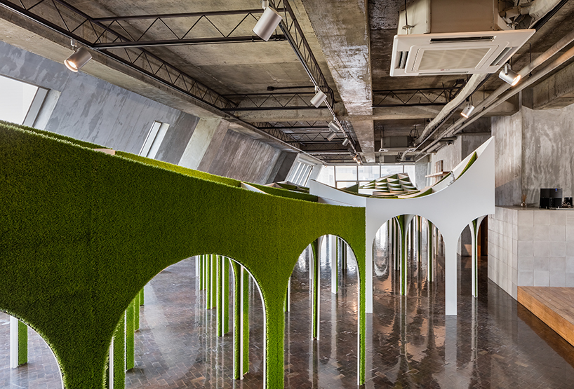 plain works + critical mass lab's arch forest installation is a surreal fairytale arcade designboom