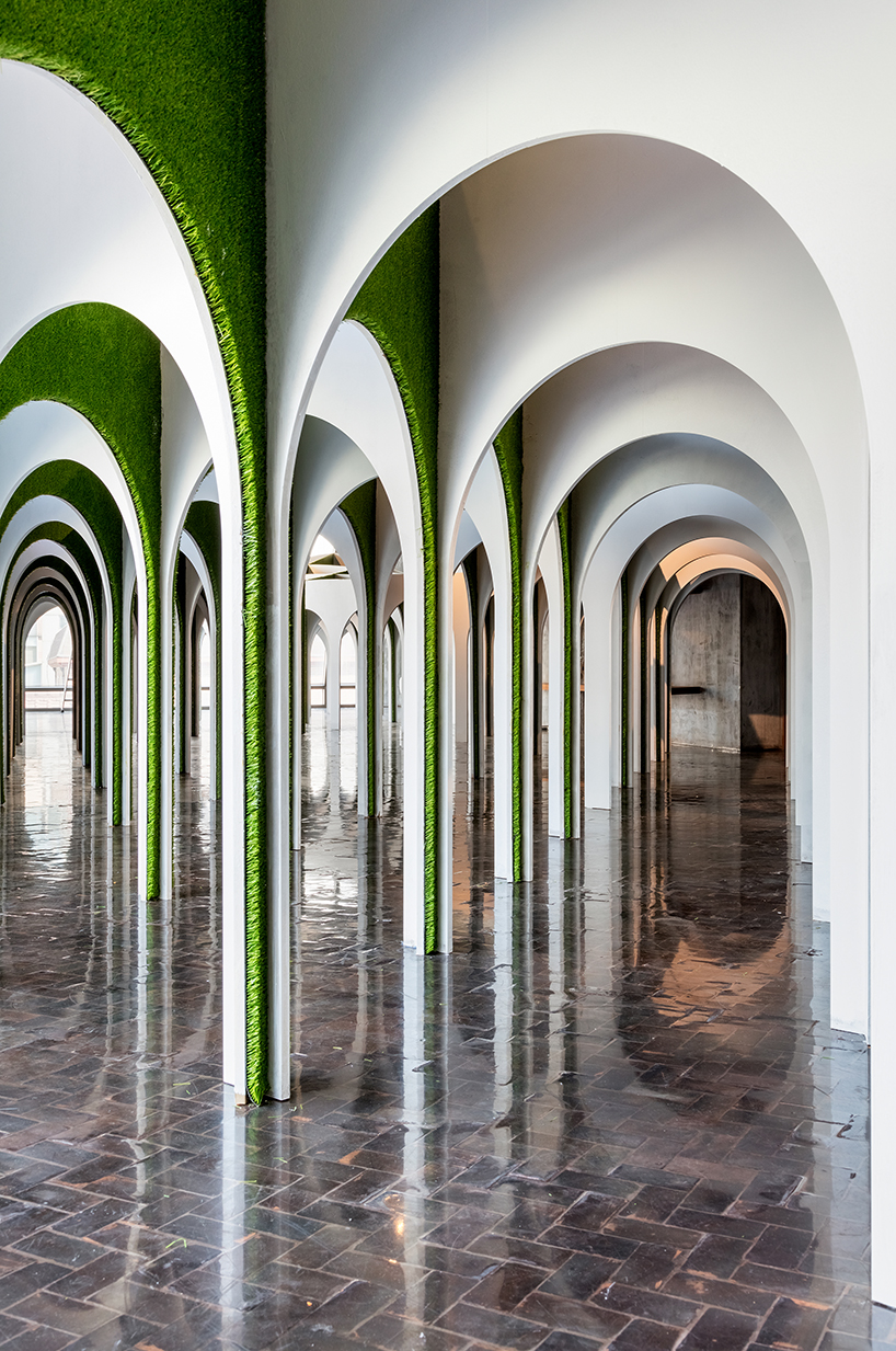 plain works + critical mass lab's arch forest installation is a surreal fairytale arcade designboom
