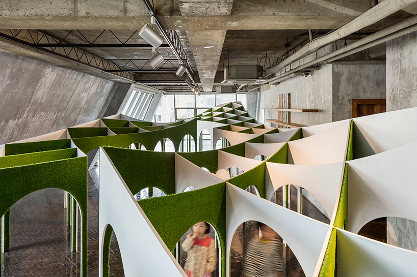 plain works + critical mass lab's arch forest installation is a surreal fairytale arcade designboom