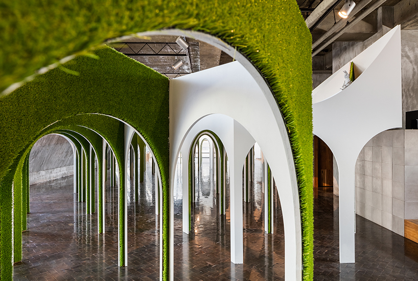 plain works + critical mass lab's arch forest installation is a surreal fairytale arcade designboom