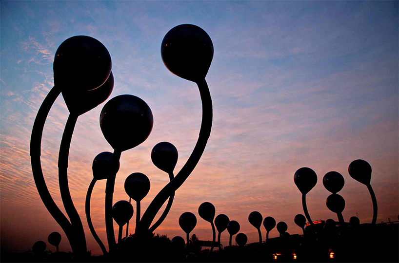 vibhor sogani's steel 'sprouts' art installation represents the growing image of india