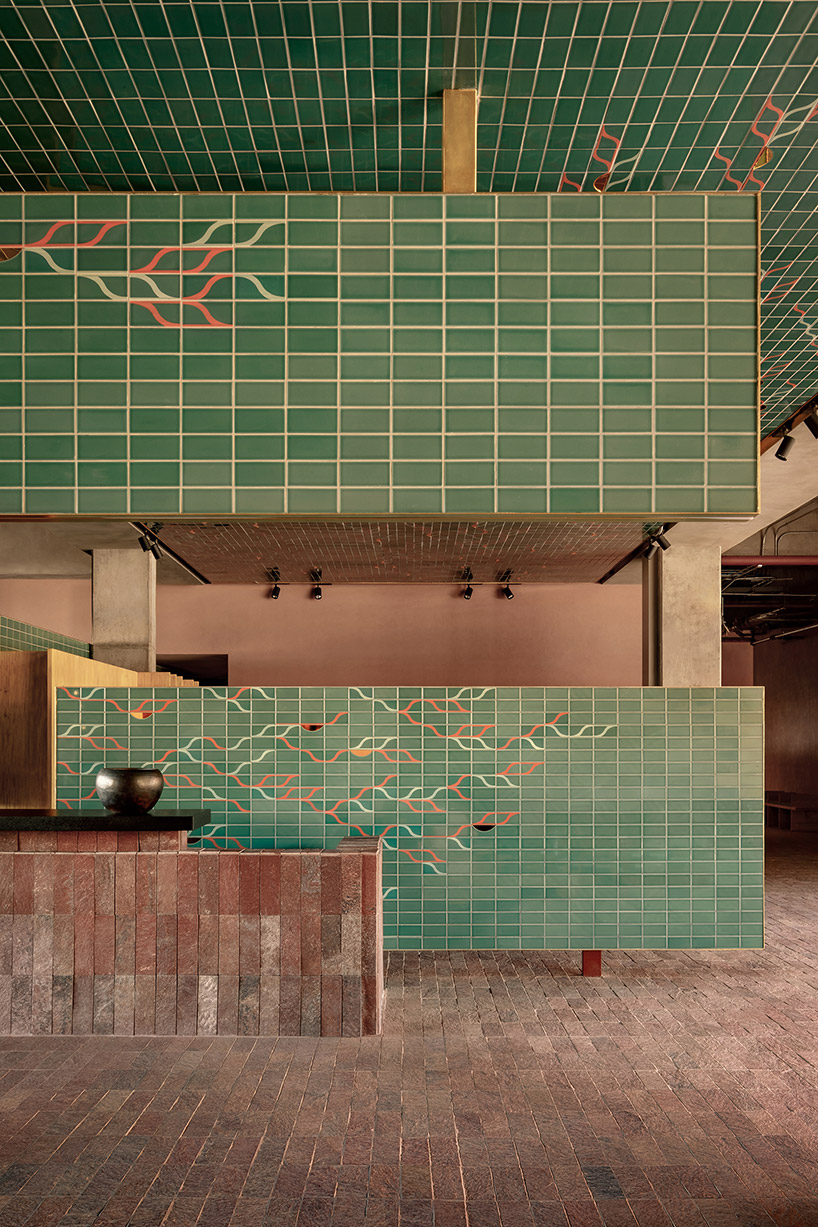 vibrant stone tiles adorn PRODUCTORA + esrawe studio's hotel in mexico