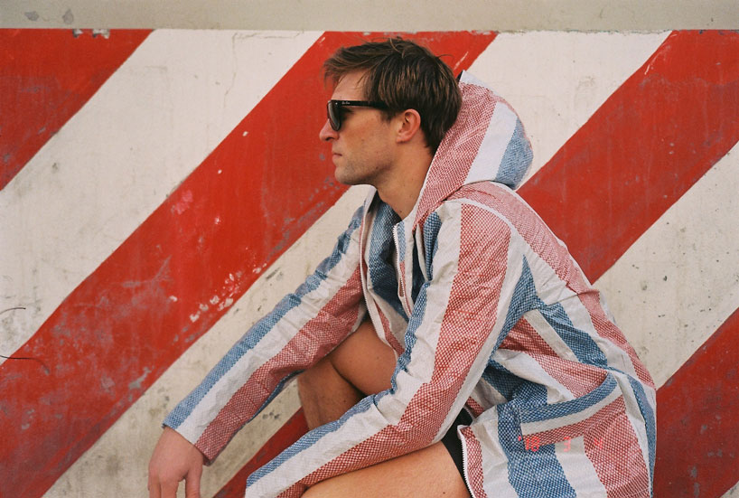 luke cardew recycles market stall material to create 100% waterproof raincoat